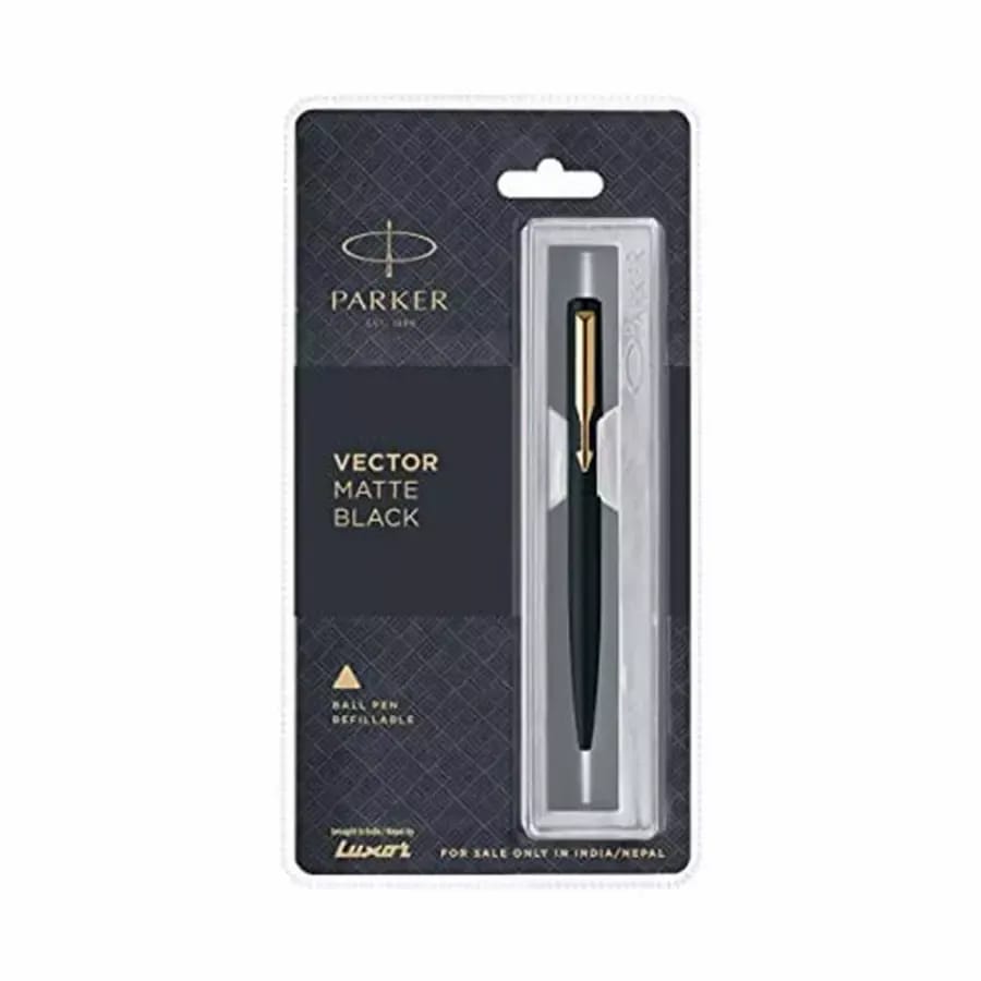 Parker Vector Matte Black Gold Plated GT Ball Pen (Blue)
