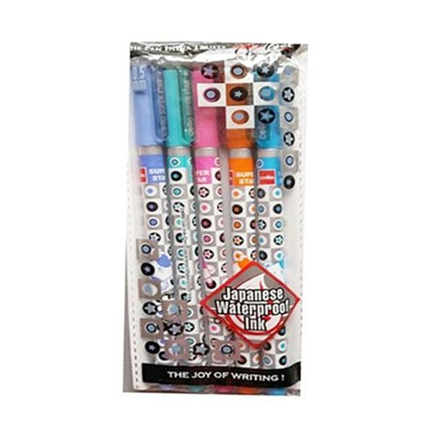 Bic Cello Super Star Ink Gel Pen - Blue, 5 Pcs