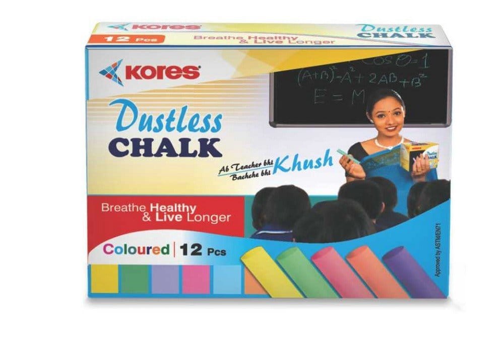 Kores Britemark Dustless Coloured Chalk, Multi Color - Pack Of 12, Case Of 240 Packs