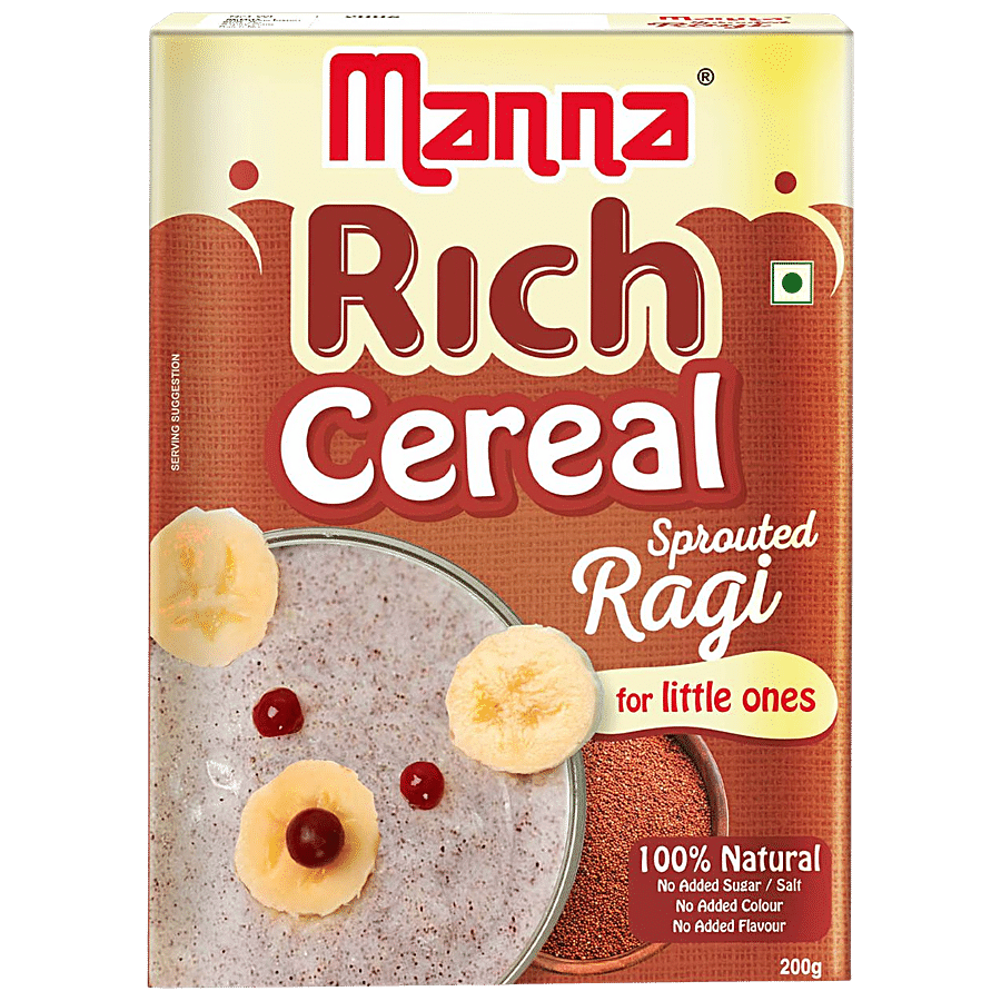Manna Baby Cereal, Sprouted Ragi, 100% Natural, No Added Sugar, 200 G