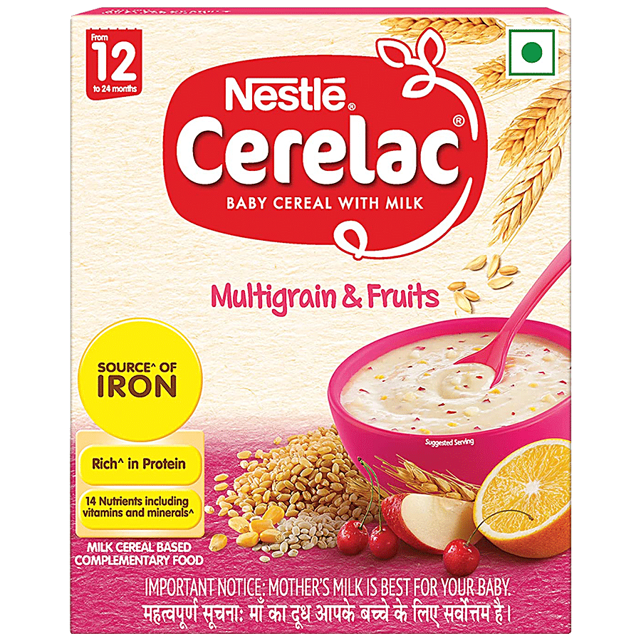 Nestle Cerelac Baby Cereal With Milk - Multigrain & Fruits - From 12 Months - 300 G Box