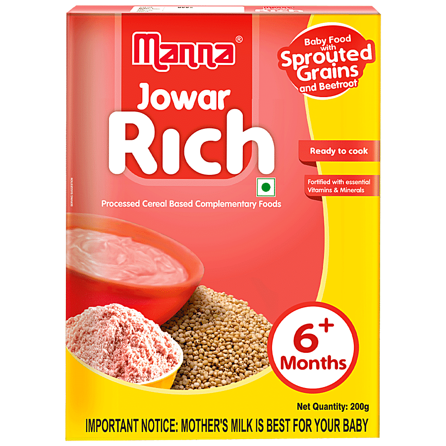 Manna Baby Cereal, Sprouted Jowar & Beetroot, Ready To Cook, 6+ Months, 200 G