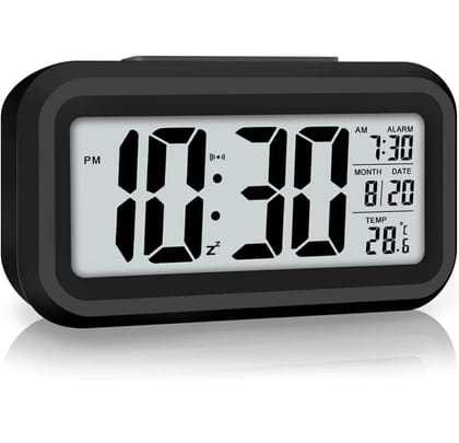 SVAPI Alarm clock, digital clock, table clock for Students, watch timer for study, Home, Office, Bedroom, kitchen, loud desk alarm clocks for heavy sleepers with Automatic Sensor, Time, Date & Temperature