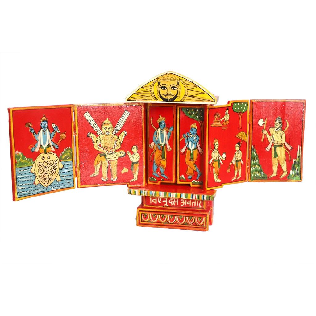 Kavad Box Illustrating Dasavatar of Lord Vishnu|5" (H)