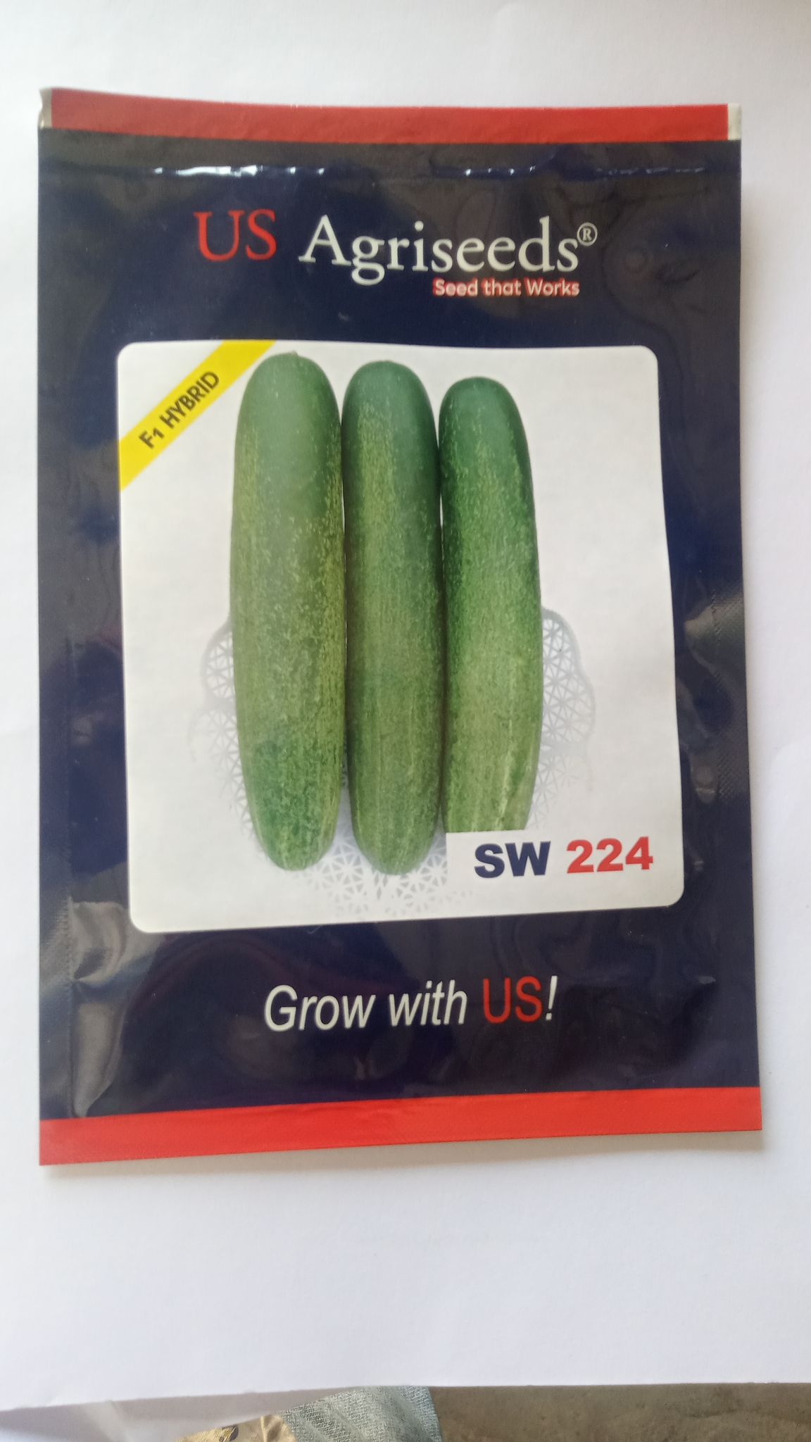  US AgriSeeds Cucumber Seeds - F1 Hybrid, SW 224 - 100% Pure and Natural - High Yielding - Open Pollinated - Non-GMO - Heirloom - Vegetable Seeds for Planting