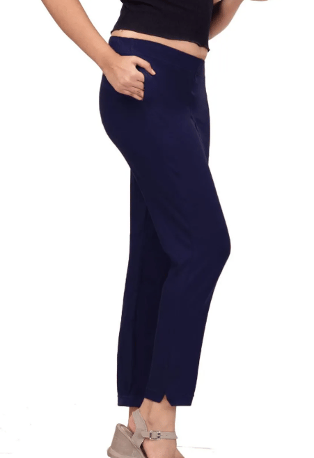 Women's High Waist Stretchy Skinny Fit Solid Navy Blue Pants