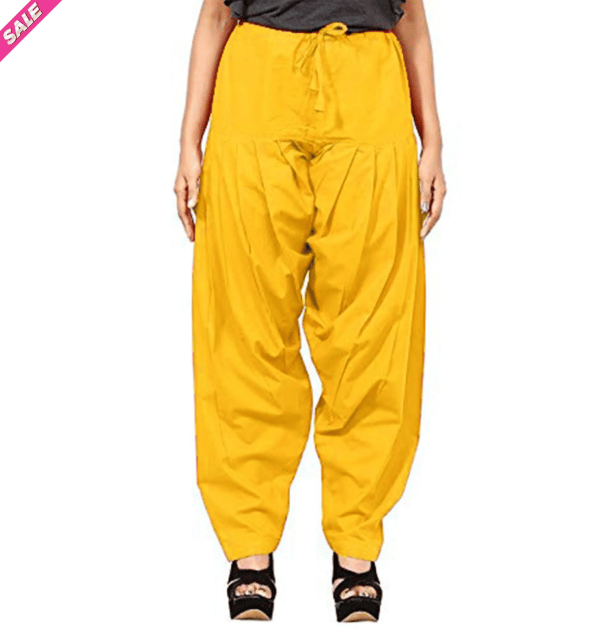 Women's Cotton Patiala Salwar Palazzo Pants - Yellow
