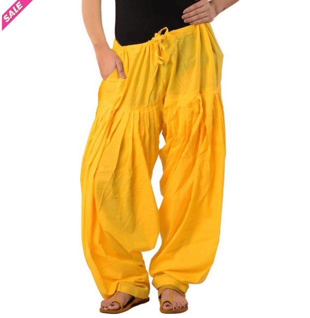 Women's Cotton Patiala Salwar Palazzo Pants - Yellow