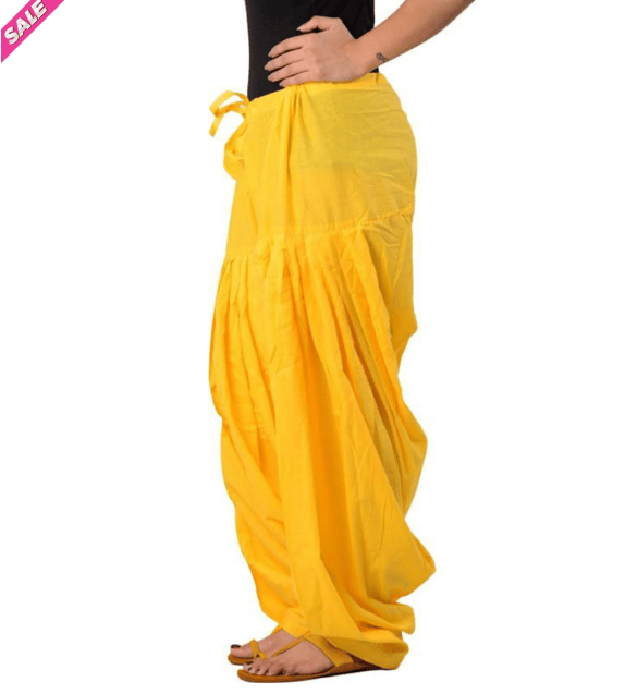 Women's Cotton Patiala Salwar Palazzo Pants - Yellow