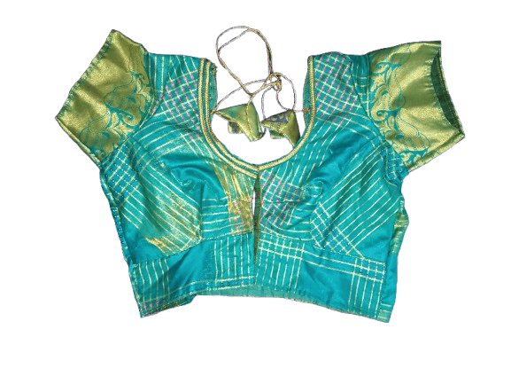 BK Tailoring - Green Blouse With Golden Zari Work