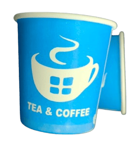 45 Piece White Paper Hot Cups  With Blue Tea & Coffee Design