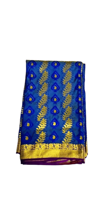 Blue Banarasi Silk Saree With Golden Zari Work