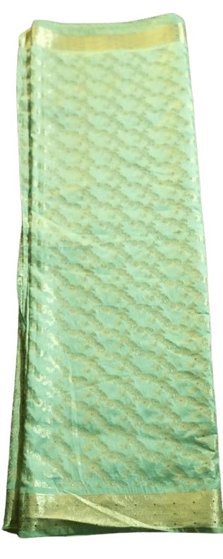 Green Banarasi Silk Saree With Golden Zari Border