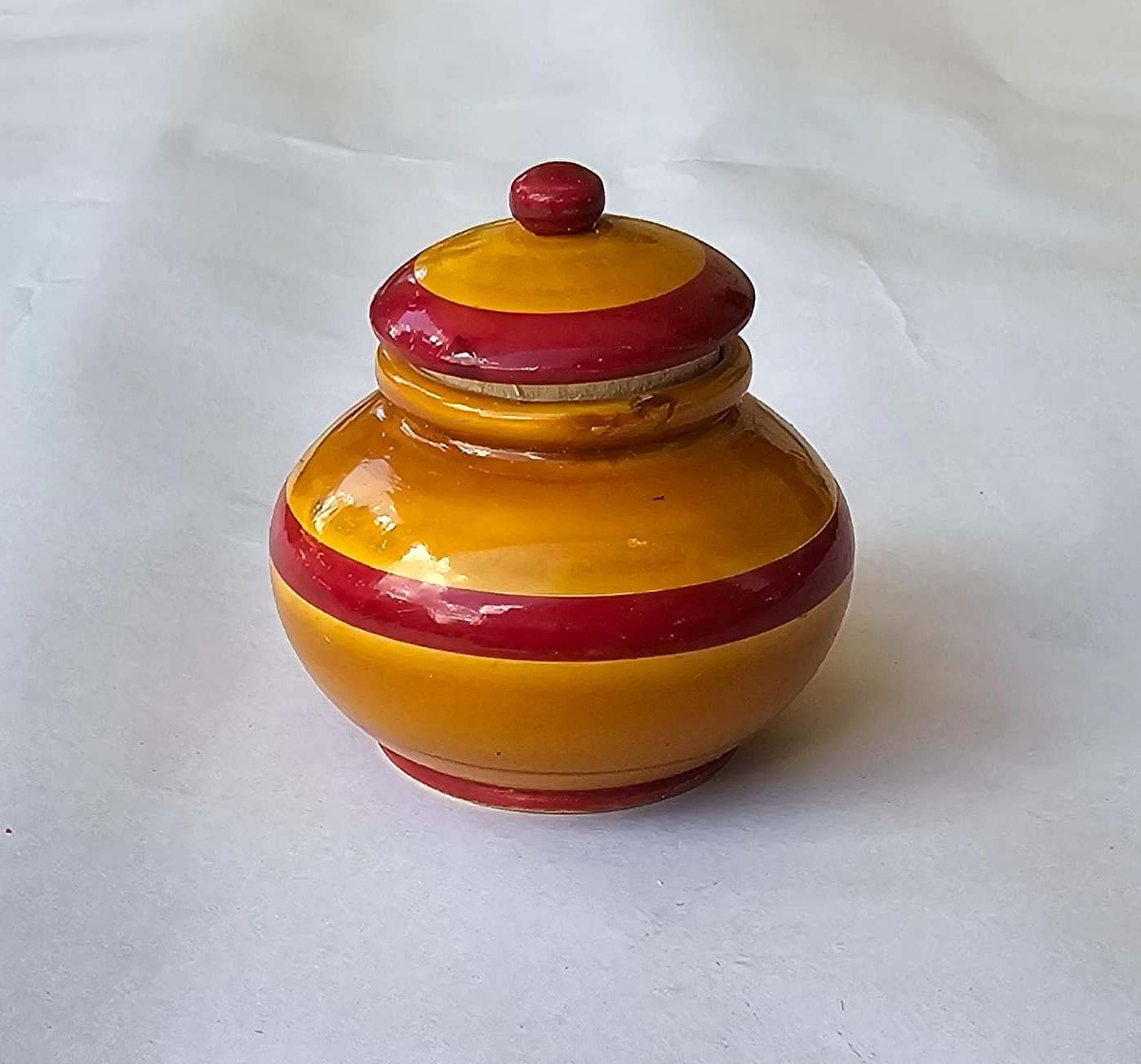 Wooden Kumkum bharani Red and Yellow