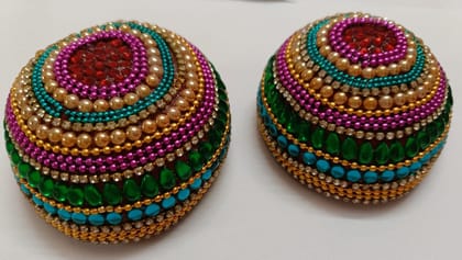 MULTI COLOUR RHINESTONE STUDDED COCONUT SHELL BALLS