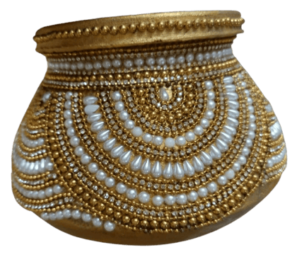 GOLD AND PEARL EMBELLISHED MATKA/ WEDDING ITEMS