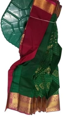 Green PATTU Saree With Golden Zari Border Green PATTU Saree With Golden Zari Border