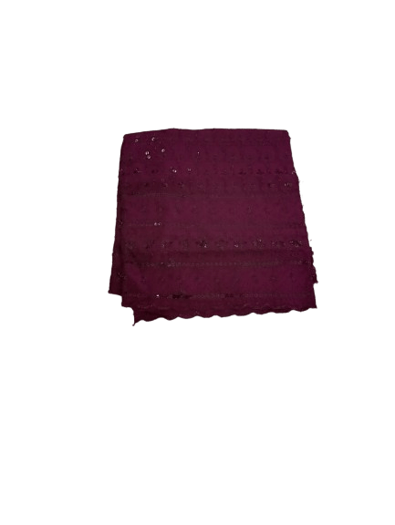 Embroidered Plum Chiffon grape colour blouse piece