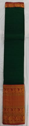 Green and Red Narayana Pattu Cotton Saree with Elephant Motif