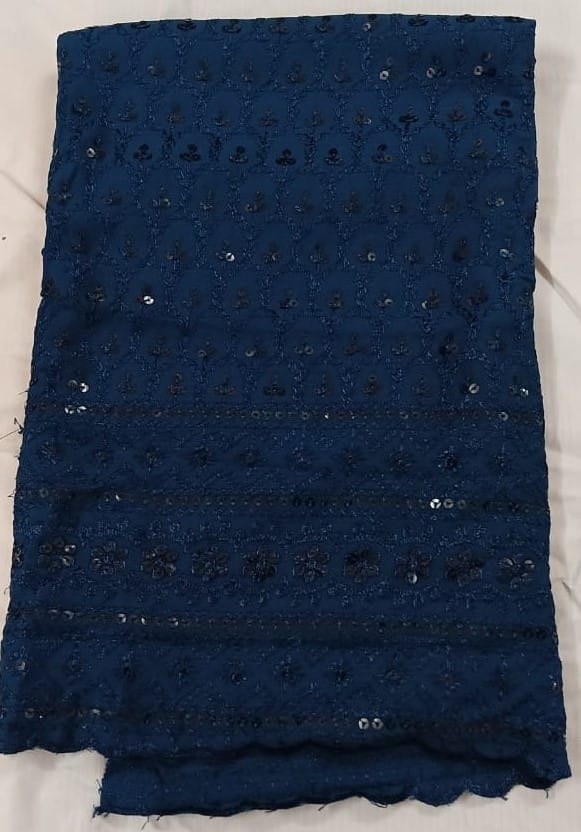 Black Sequin Fabric Self design Blouse Piece