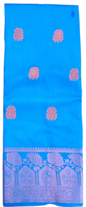 Blue Saree With Silver Zari Work