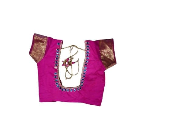 Pink Brocade Blouse With Stone and Beadwork