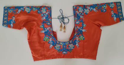 orange blue blouse orange blue blouse