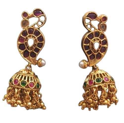 Gold-plated antique finish temple jewellery necklace set with Goddess Lakshmi pendant