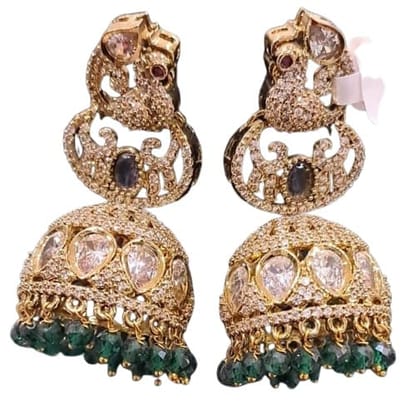 American Diamond Kundan Meenakari Earrings
