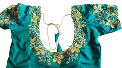 Green blouse with intricate embroidery Green blouse with intricate embroidery