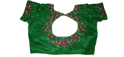 Green blouse with floral embroidery Green blouse with floral embroidery