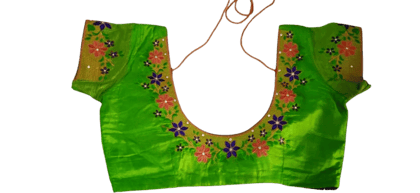Green blouse with floral embroidery Green blouse with floral embroidery