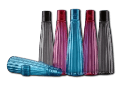 Set of 6 Plastic Water Bottles with Flip-Top Lids