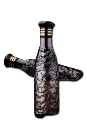 "Set of 6 Black Diamond Cut Glass Water Bottles"