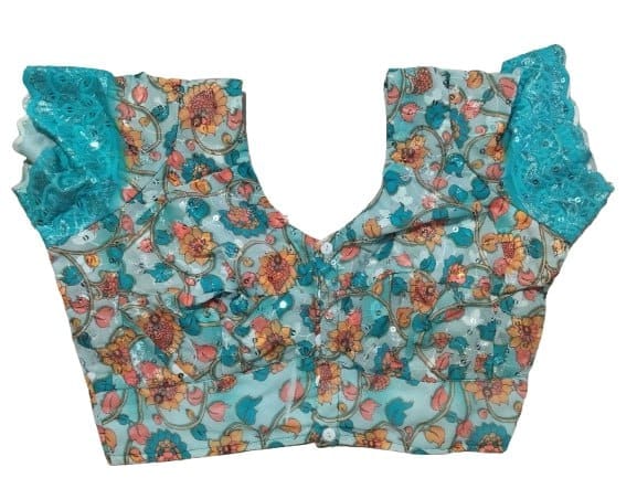 PARVATHI BEHERA WOMEN'S TAILORS - Georgette Saree Blouse With Lace Sleeves