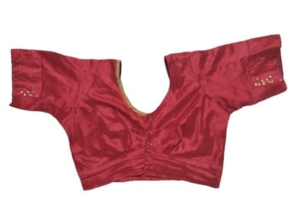 PARVATHI BEHERA WOMEN'S TAILORS - Readymade Maroon Color Phantom Silk Saree Blouse With Embroidery Work
