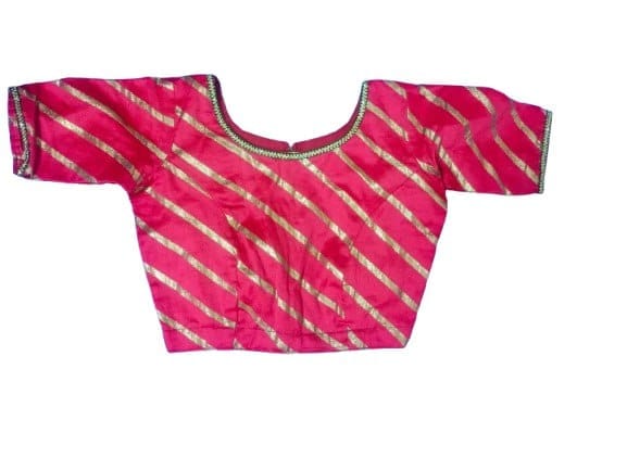 PARVATHI BEHERA WOMEN'S TAILORS -  Readymade Pink Color Silk Cotton Blouse With Zari Work And Short Sleeves