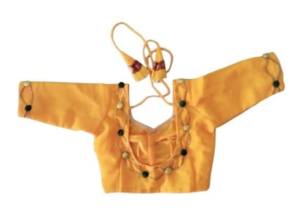 PARVATHI BEHERA WOMEN'S TAILORS- Yellow Velvet Embroidered Readymade Saree Blouse PARVATHI BEHERA WOMEN'S TAILORS- Yellow Velvet Embroidered Readymade Saree Blouse