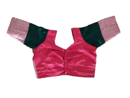 PARVATHI BEHERA WOMEN'S TAILORS-Women's Pink and Green Brocade Blouse-BRAC CUTTING BLOUSE PARVATHI BEHERA WOMEN'S TAILORS-Women's Pink and Green Brocade Blouse-BRAC CUTTING BLOUSE