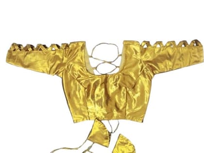 PARVATHI BEHERA WOMEN'S TAILORS-Women's Gold Brocade Sleeveless Blouse with Cut Out Shoulders-MUMBAI CUTTING PARVATHI BEHERA WOMEN'S TAILORS-Women's Gold Brocade Sleeveless Blouse with Cut Out Shoulders-MUMBAI CUTTING