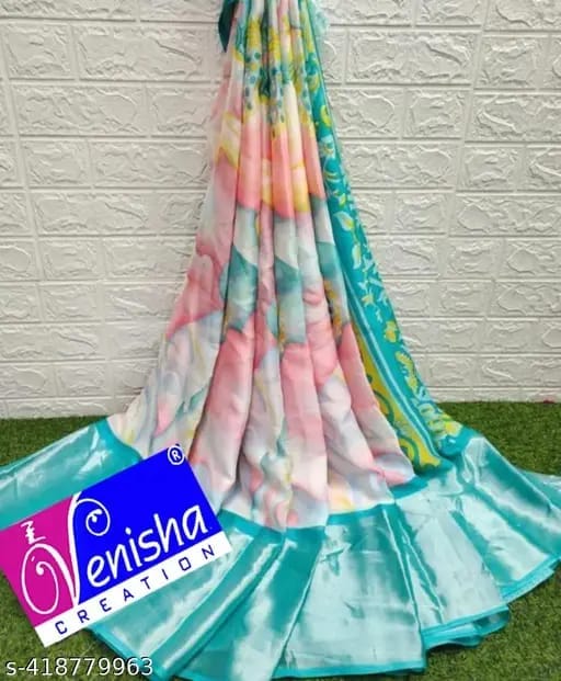 Lux Green & Pink Floral Jacquard Jaree Border Saree With Blouse