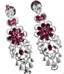 Ruby and Diamond Bridal Necklace Set in White Gold