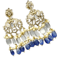 Pearl and Blue Stone Traditional Indian Necklace Set