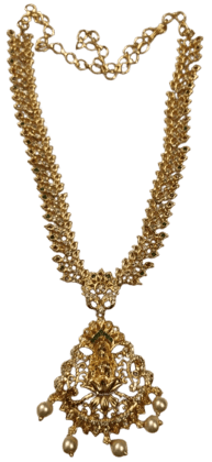 Gold-plated traditional South Indian temple necklace haram with pendant