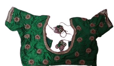 Green embroidered boat neck blouse