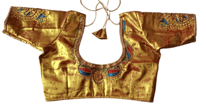 Golden Tissue Zari Embroidery Work Blouse