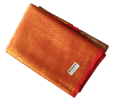 Red and gold zari woven Kanchipuram silk saree