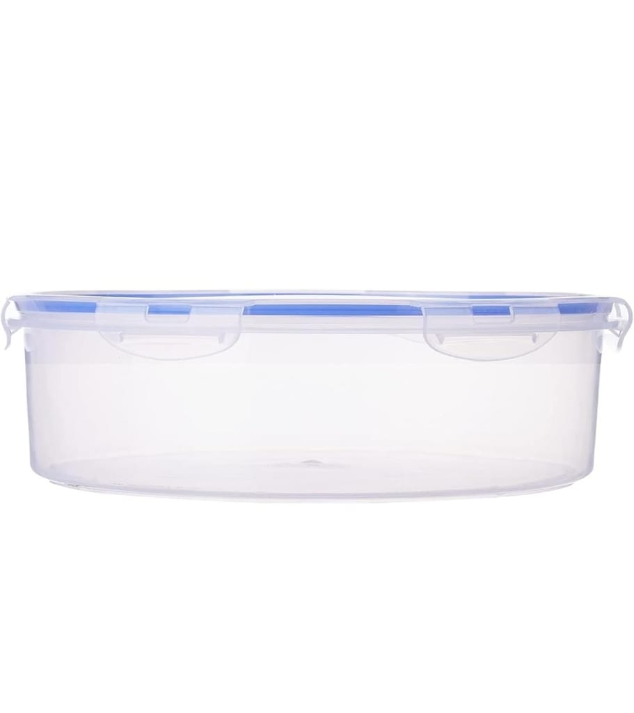  Large Round Plastic Food Storage Container with Blue Lid