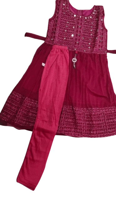 Embroidered Netted Party Wear Lehenga Choli With Palazzo And Dupatta Set For Girls