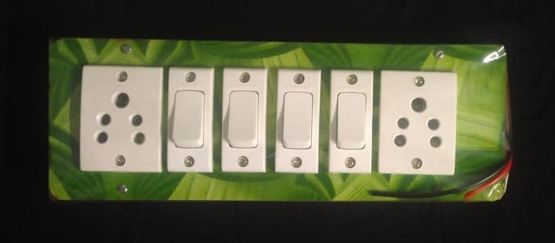 White & Green Combination 4 Switches 2in1 Sockets -2